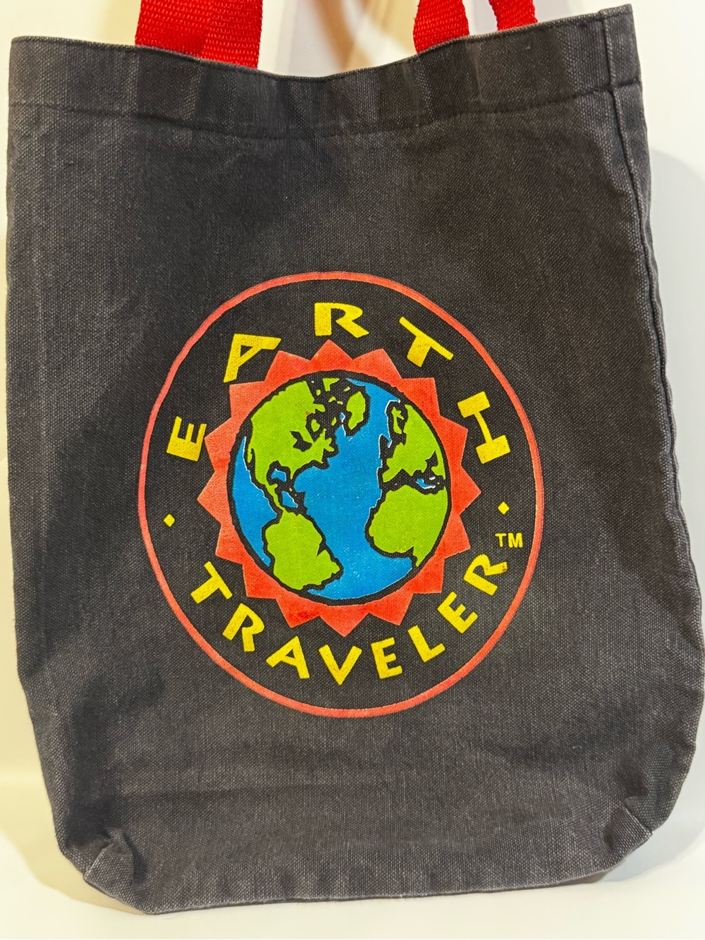 Earth Traveler Canvas Tote with Globe Graphic